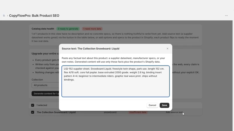 CopyFlowPro: Bulk Product SEO