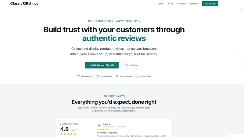 Classic Ratings: Reviews & UGC
