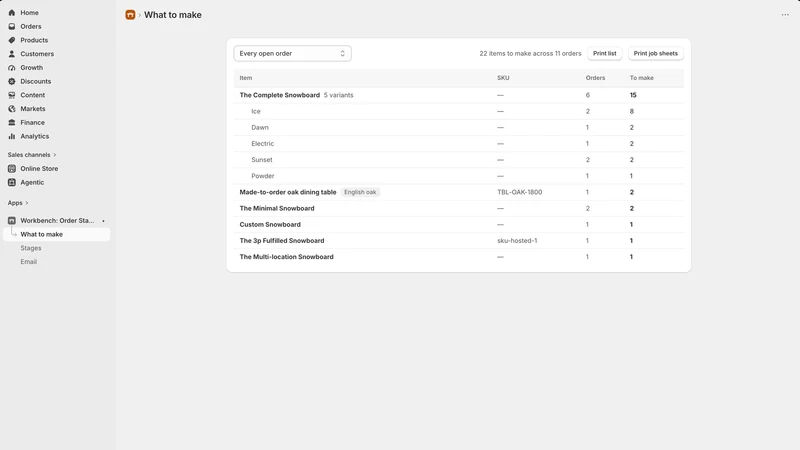 Workbench: Order Status