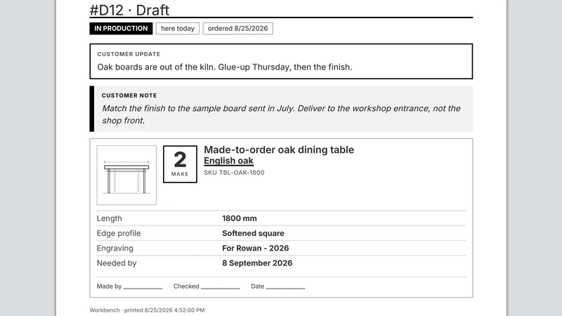 Workbench: Order Status