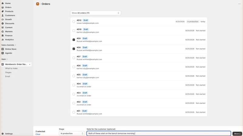 Workbench: Order Status