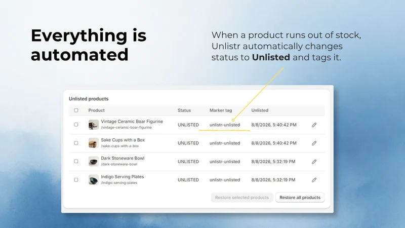 Unlistr: Unlist Sold Out