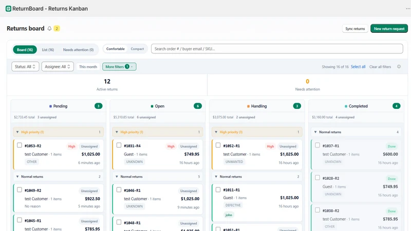 ReturnBoard ‑ Returns Kanban