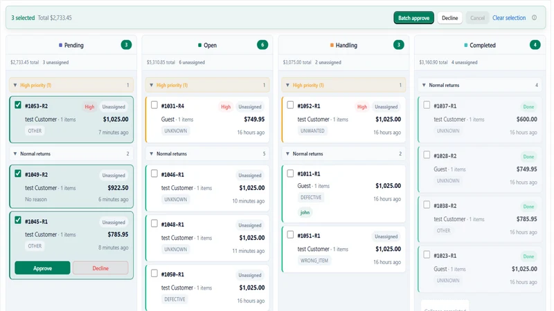 ReturnBoard ‑ Returns Kanban