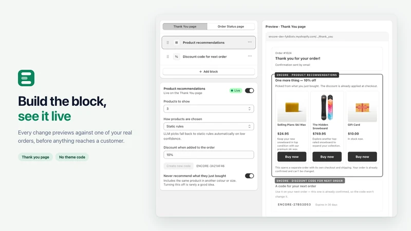 Encore Thank You Page Upsell