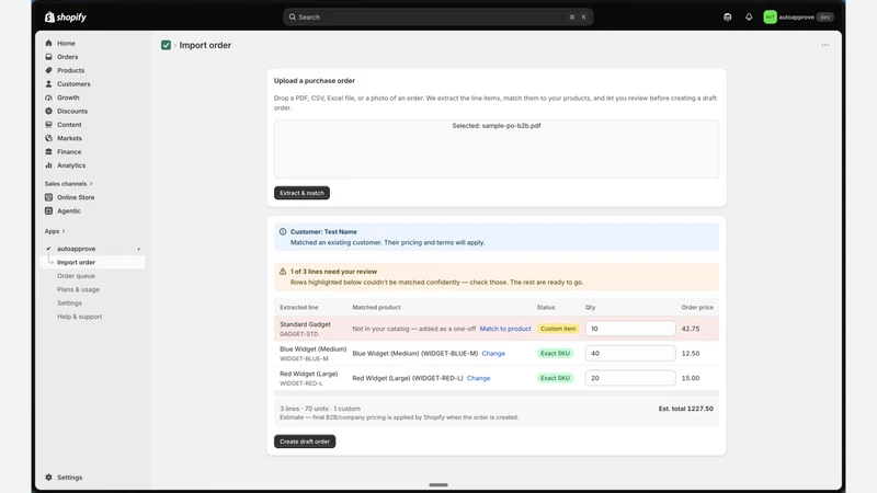 AutoApprove: PO Draft Orders