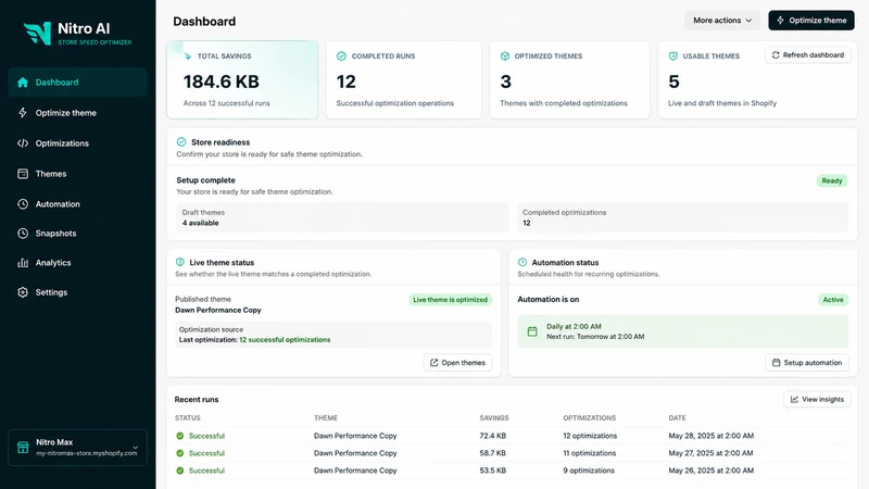 Nitro AI Store Speed Optimizer