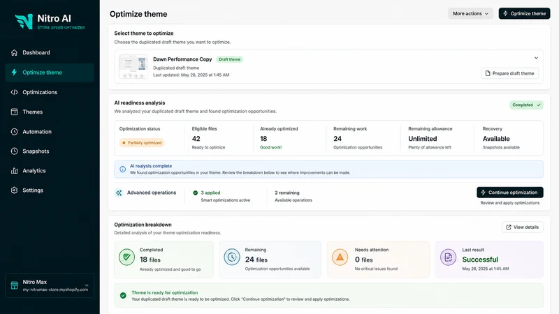 Nitro AI Store Speed Optimizer