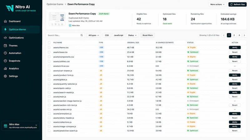 Nitro AI Store Speed Optimizer