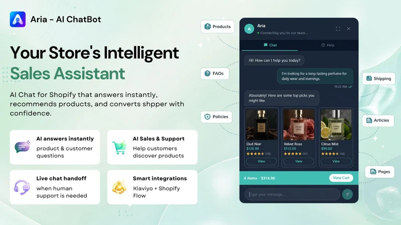 Aria AI Chatbot & Live Chat