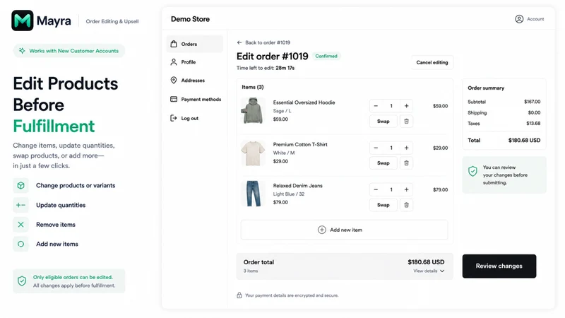 Mayra ‑ Order Edit & Cancel