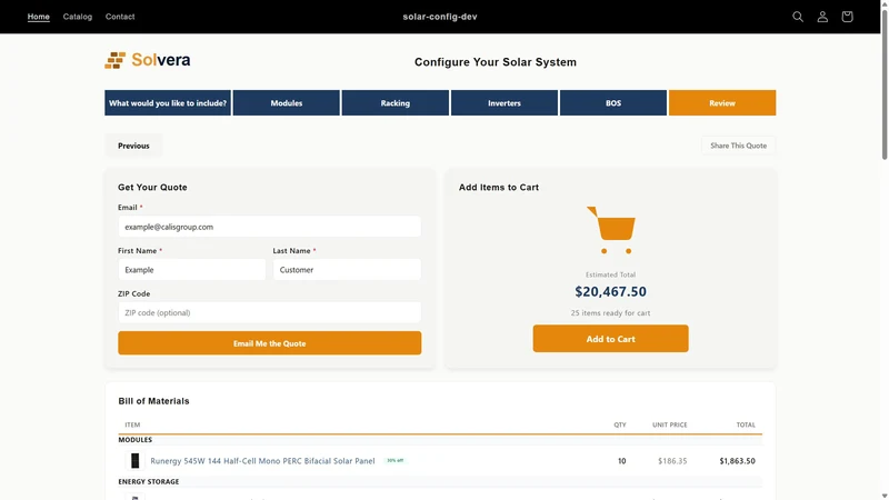Solvera ‑ Solar Configurator