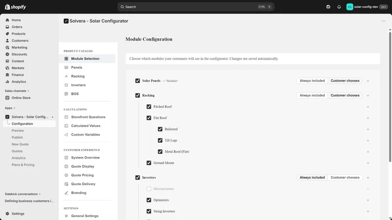 Solvera ‑ Solar Configurator