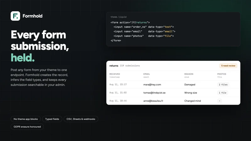Formhold Custom Forms