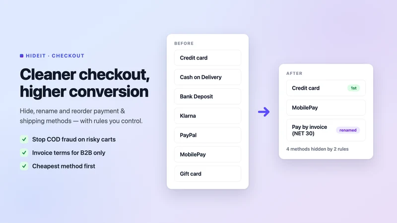Edition ‑ Hide It; Checkout