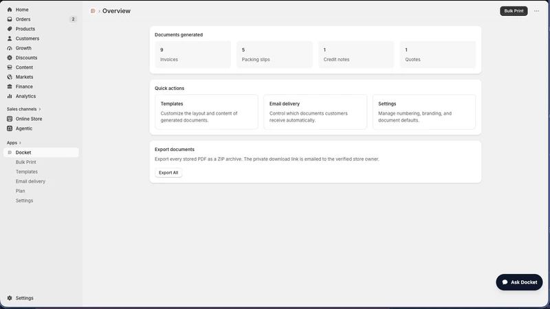 Docket: PDF Invoice Printer
