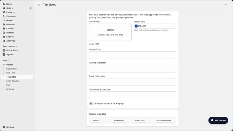 Docket: PDF Invoice Printer