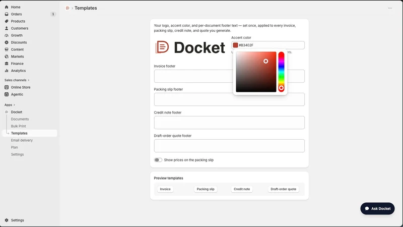 Docket: PDF Invoice Printer