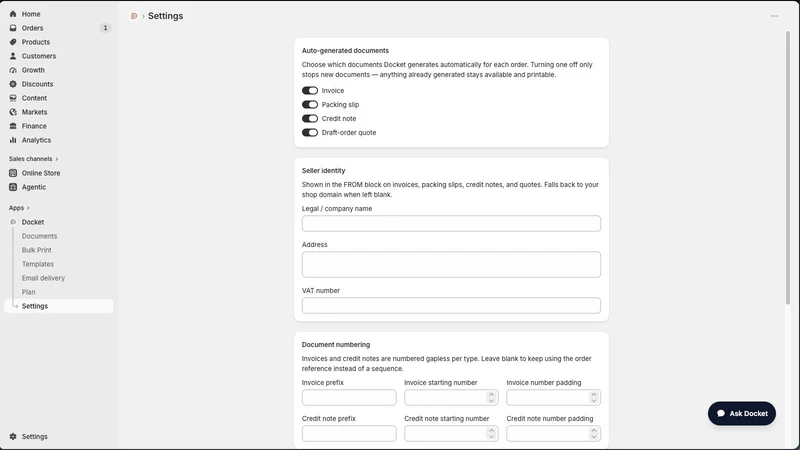 Docket: PDF Invoice Printer