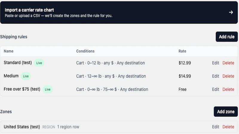 Cozy Shipping Rules and Rates