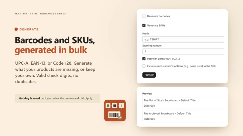 Mastiff: Print Barcode Labels