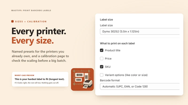 Mastiff: Print Barcode Labels