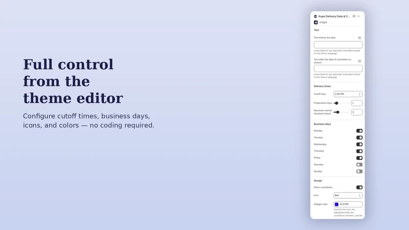 Kupo: Delivery & Countdown