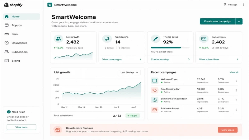 SmartWelcome Email Popups