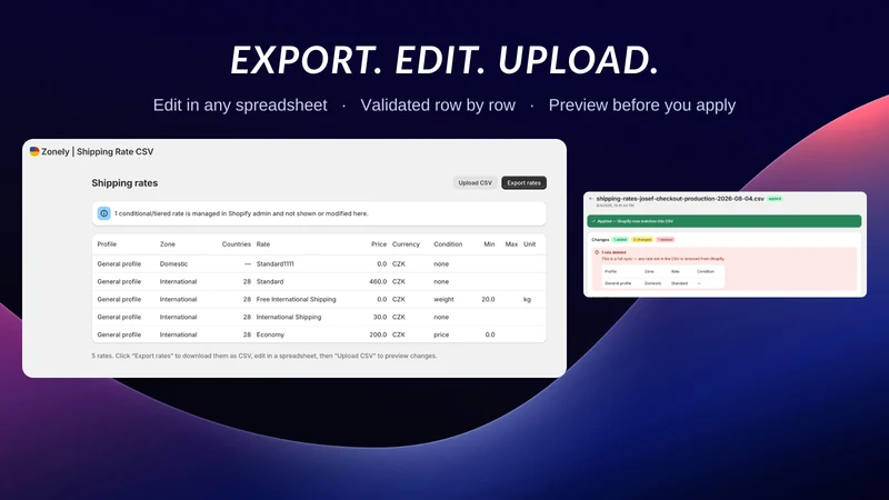 Zonely | Shipping Rate CSV