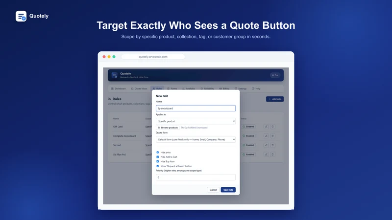 Quotely: Quote & Hide Price