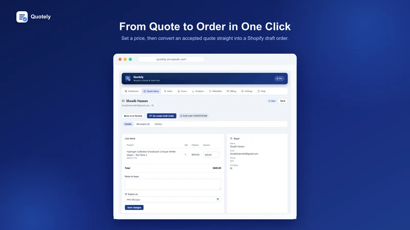 Quotely: Quote & Hide Price