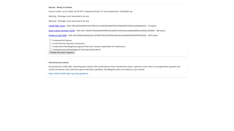 PackRegistry: LUCID Reports
