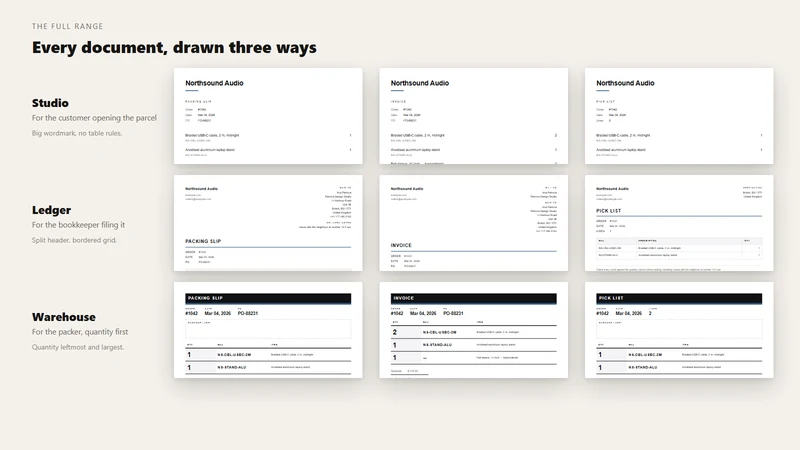 Docket: Invoice & Packing Slip