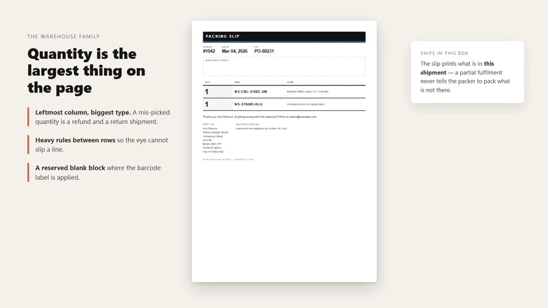 Docket: Invoice & Packing Slip