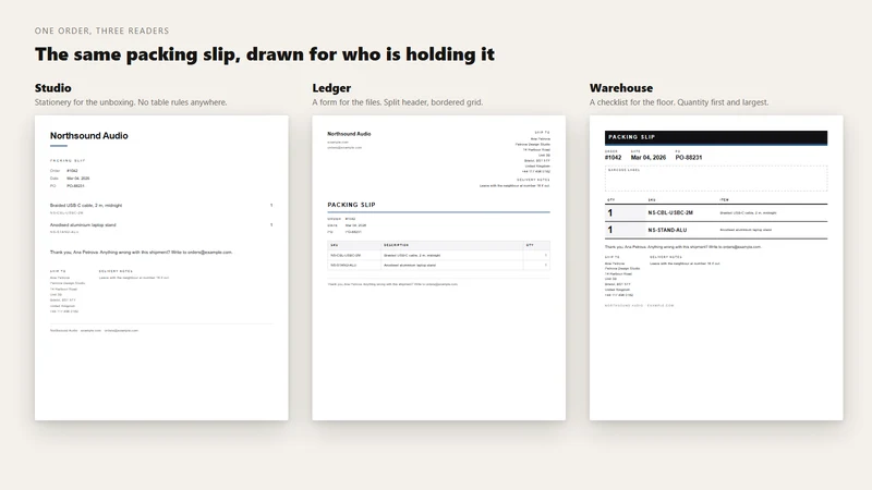 Docket: Invoice & Packing Slip