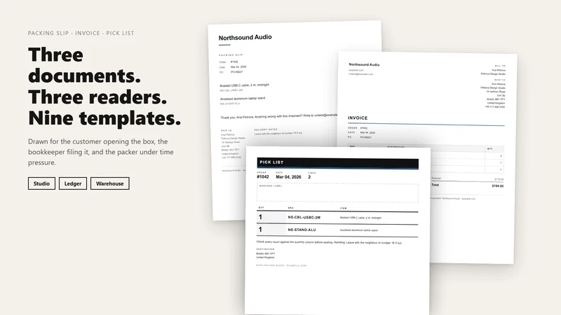 Docket: Invoice & Packing Slip