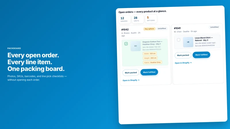 PackBoard: Order Pick View