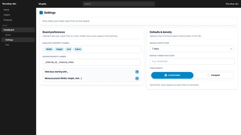PackBoard: Order Pick View