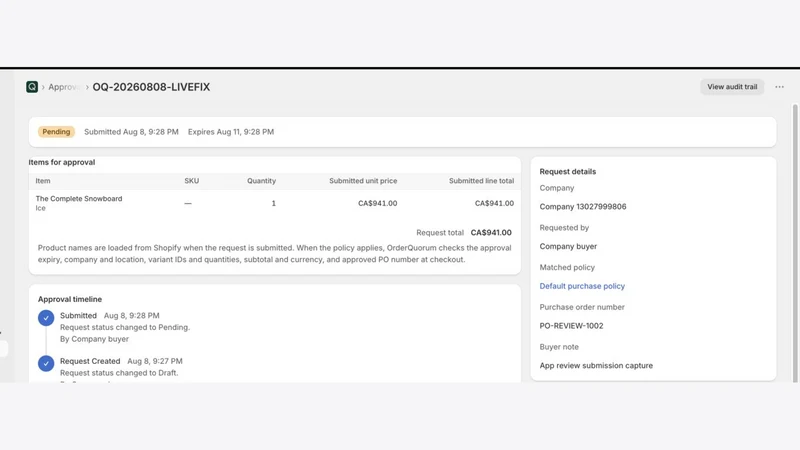 OrderQuorum B2B Approvals