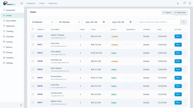 HawkFlux: Shipping & Tracking
