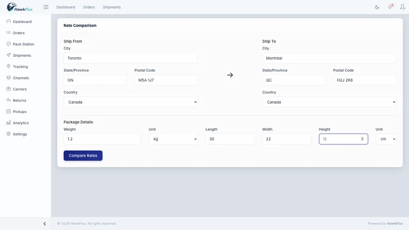 HawkFlux: Shipping & Tracking