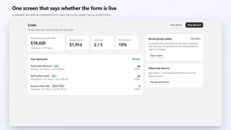 Crate: Bulk Discount Form