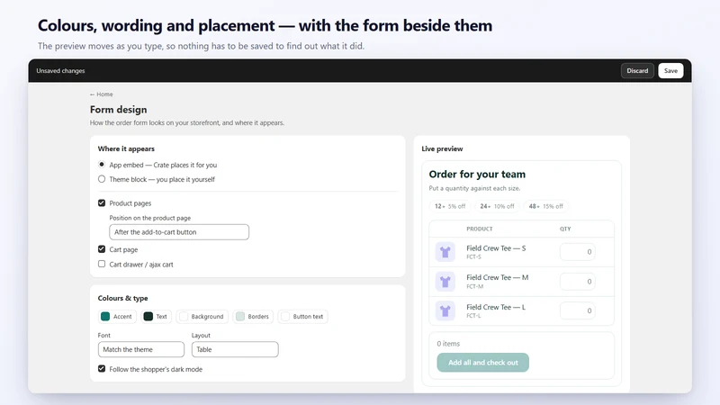 Crate: Bulk Discount Form