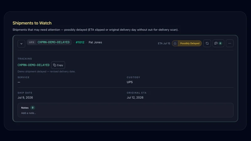 Chaperone: Shipment Alerts