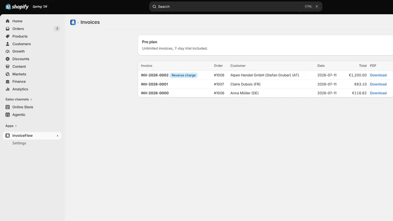InvoiceFlow ‑ EU Invoice PDF