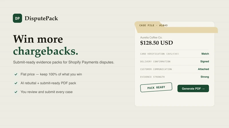 DisputePack: Fight Chargebacks