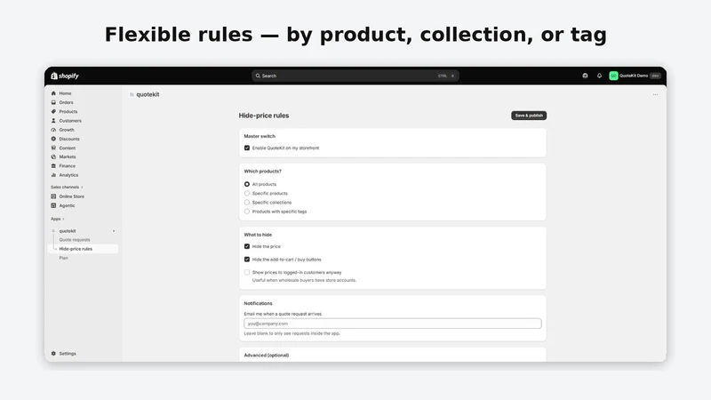 QuoteKit: Quote & Hide Price