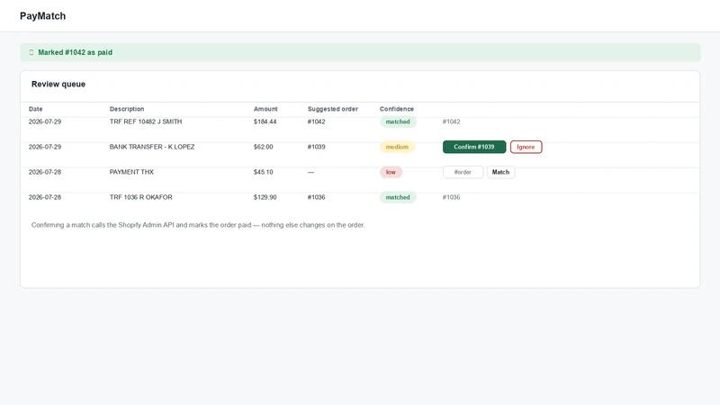 PayMatch: Bank Payment Match