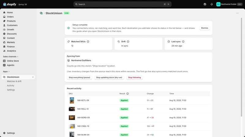 StockUnison Multi Store Sync