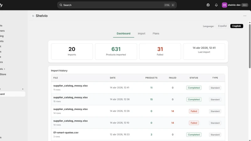 Shelvio — CSV & Excel Importer